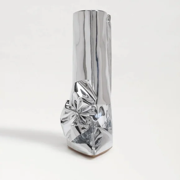 NEW Sam Edelman Esmae Stiletto Ankle Booties Silver Pointed Toes Size 6.5 - Picture 6 of 15